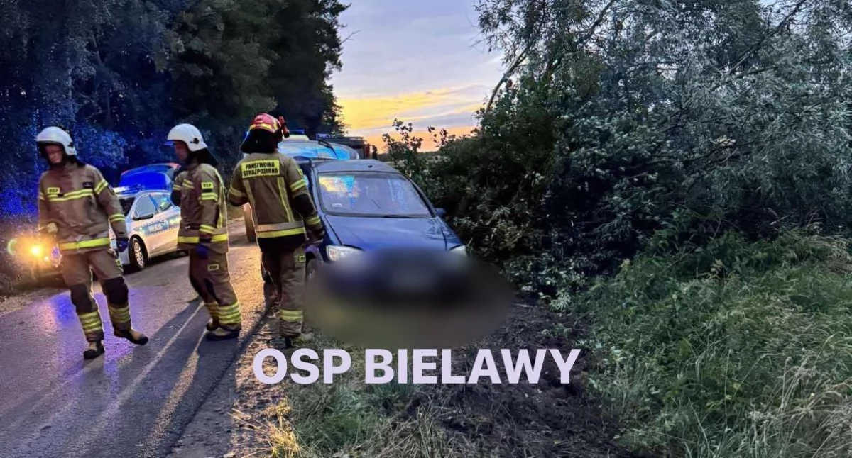 Oszkowice. Młody kierowca zjechał z drogi i uderzył w drzewo