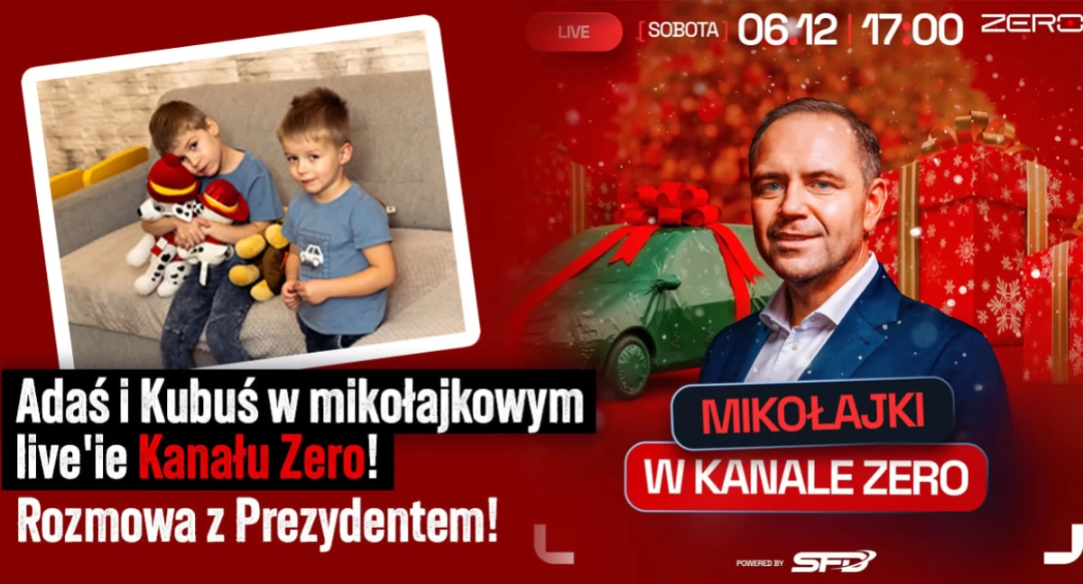 Adaś i Kubuś w mikołajkowym live Kanału Zero! Gościem specjalnym prezydent Karol Nawrocki