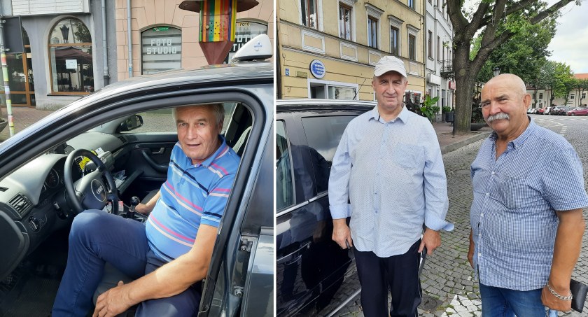 Taksówkarze z Łowicza na postoju taxi na Starym Rynku