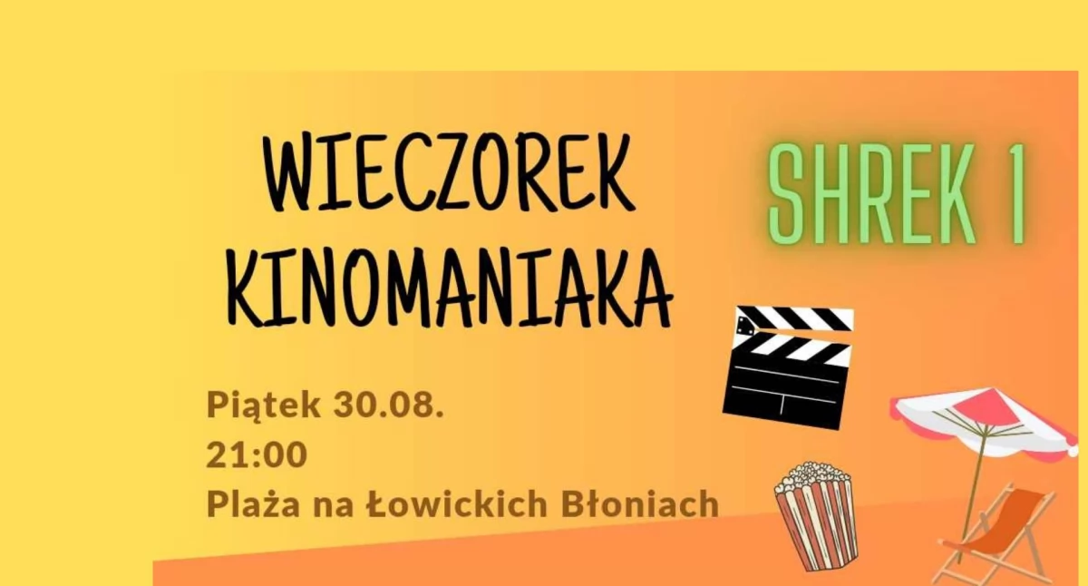 Kino, „Shrek” podczas Wieczorku Kinomaniaka łowickiej plaży - zdjęcie, fotografia