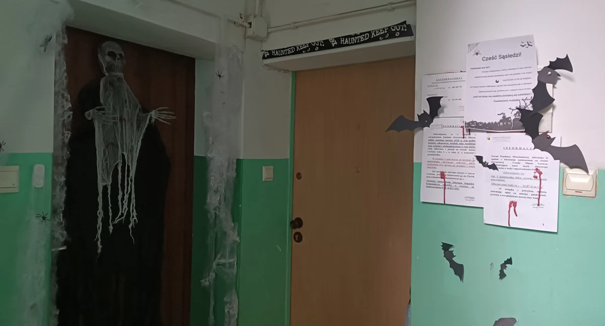 Ciekawostki, Halloweenowe dekoracje zagościły osiedlu Broniewskiego (foto film) - zdjęcie, fotografia