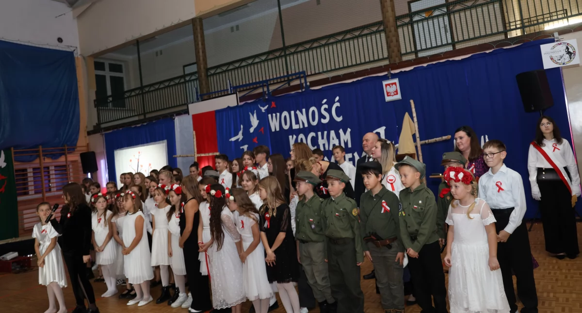 Uroczystości patriotyczne, Patriotyczna wieczornica Szkole Podstawowej Domaniewicach (foto film) - zdjęcie, fotografia