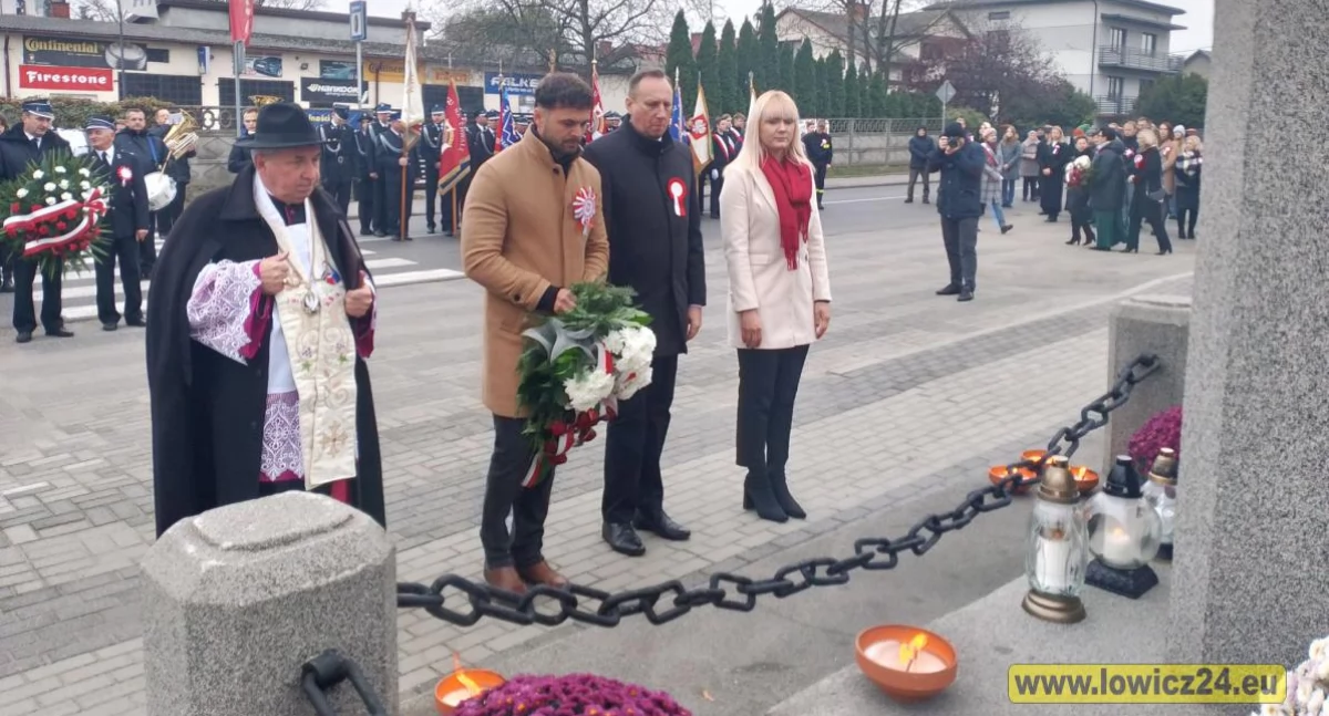 Uroczystości patriotyczne, Gmina Łyszkowice hołdzie Niepodległej (foto film) - zdjęcie, fotografia