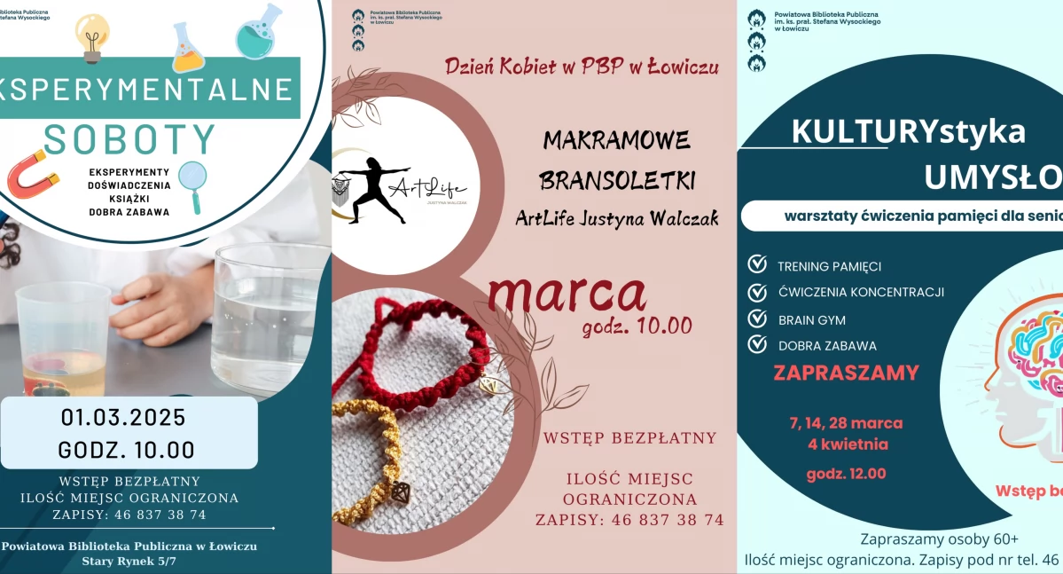 Warsztaty, Powiatowa Biblioteka Publiczna Łowiczu zaprasza marcowe wydarzenia - zdjęcie, fotografia