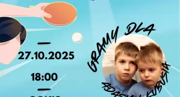 Charytatywny mecz tenisa stołowego w Łyszkowicach. Przyjdź, licytuj i wesprzyj Adasia i Kubusia!